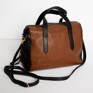 Fossil Satchel Bag in Brown & Black